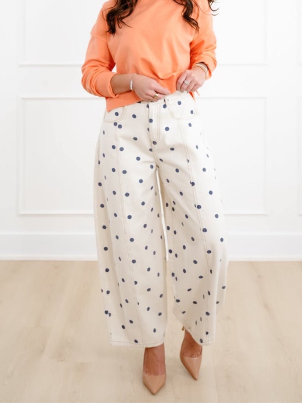 151 Polka Dot Print Wide Leg Pants